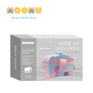 MOOMU 馬卡龍香草軟積木 動物系列 大象26pcs
