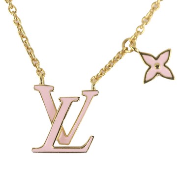 Louis Vuitton路易威登 LV飾品 M01215 Iconic Louis Vuitton LV路易威登 LOGO 粉色琺瑯金色項鍊