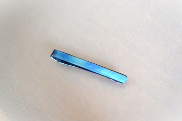 鈦金屬領帶夾・Gr5・64鈦領帶夾・天空藍・50公釐・接單訂製