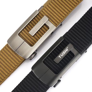 加厚男士自動扣皮帶尼龍帆布腰帶戶外休閑年輕人個性潮流百搭褲帶