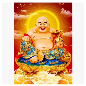 十字繡笑口常開彌勒佛新款客廳佛祖供奉佛像鉆石畫滿鉆磚石秀