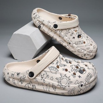 洞洞鞋男秋季外穿包頭拖鞋沙灘防滑耐磨一字兩用涼拖休閑運動涼鞋