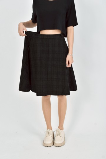 (L) key wear秋冬羊毛鉤扣黑色長裙