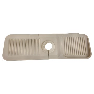 矽膠水龍頭瀝水墊 45x14x0.5cm 適用於6.5cm以內孔徑 防止水龍頭積水  米白色  1組