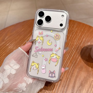 大孔磁吸透明硬殼 大笑美少女戰士 適用iPhone17ProMax/16Pro/15Plus/14全系列蘋果手機保護殼