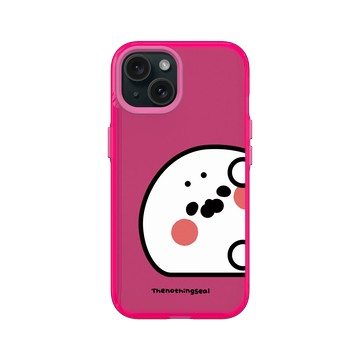iPhone 15 Clear 粉漾桃 - 無所事事小海豹 The Nothing Seal - 小海豹偷偷看