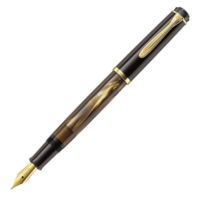 Pelikan ペリカン 万年筆 M 中字 マーブルブラウン クラシック M200 吸入式 正規輸入品