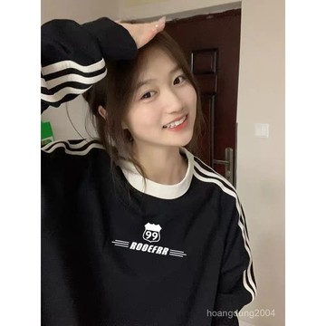 【台灣出貨】美式大學t 秋冬女裝 長袖衛衣 高街復古潮牌上衣 刷毛大學t 韓國大學t 長袖上衣 圓領衛衣 大學踢 衛衣女
