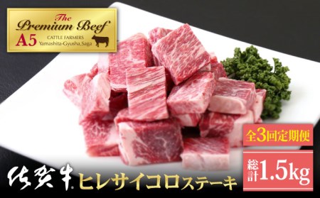 佐賀牛 ヒレ サイコロステーキ 500g(250g×2パック)黒毛和牛 牛肉 フィレ ヒレ肉 ヒレステーキ 定期便 [HAD072]