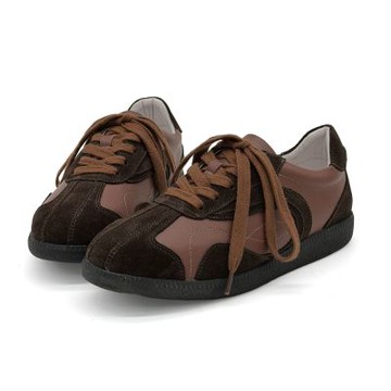 Robinlo 影線行旅拼接Q軟真皮德訓鞋復古休閒鞋 GIORGIA 焦糖棕