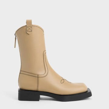 車縫線厚底牛仔靴