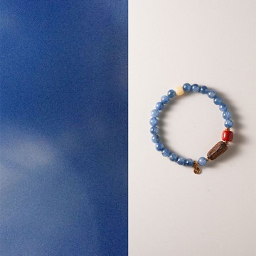 原創手工天然藍晶石沉香南紅手串女好運串珠手鏈