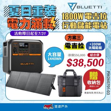 【夏季優惠 BLUETTI】電吉拉行動電站(✨贈包)+200W太陽能板 AC180P 1800W 1440Wh 行動電源 停電 防災 儲能 車泊露營 悠遊戶外