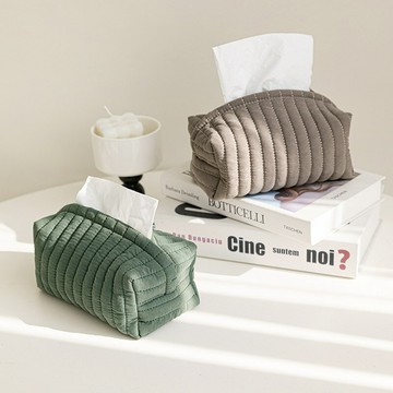 『百貨屋二號』北歐ins風絎縫紙巾盒客廳餐廳桌面抽紙收納盒條棉泡芙車載抽紙袋