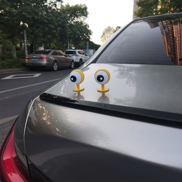 upton電動車眼睛裝飾品個性搞怪小車內飾用品車載擺件後視鏡裝貼飾可愛