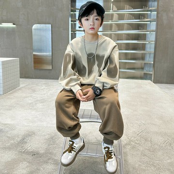 男童套裝2024新款兒童中大童春秋季洋氣衛衣男孩帥氣休閑時尚潮牌(鑫弘-萌寶童裝)可開發票