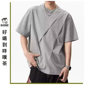 2026新款潮牌美式解構拼接圓領短袖T恤男女夏季寬鬆百搭半袖體恤