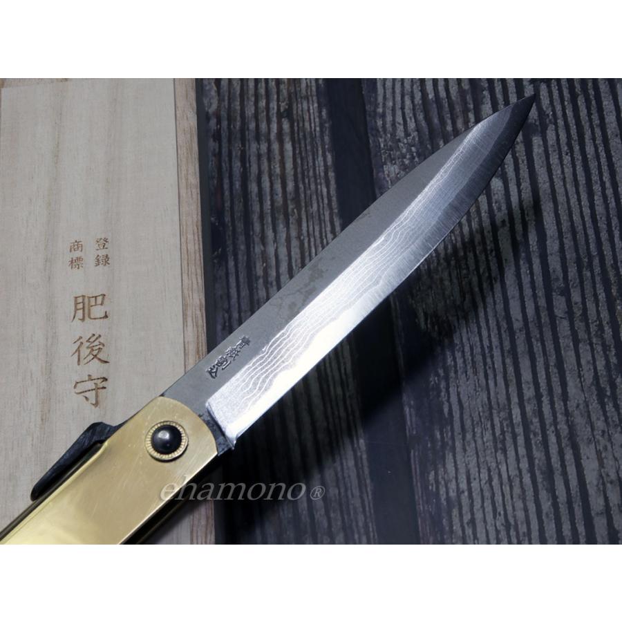 かね駒　肥後守　特選青紙割込５寸　ジャンボ　多層鋼　笹刃型〜Higonokami Knife Aogami Jumbo Damascus