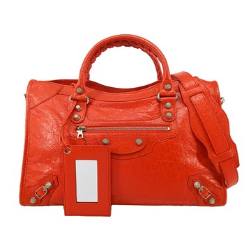 BALENCIAGA 巴黎世家 GIANT12 CITY 銀釦機車包(橘色) / 展示品