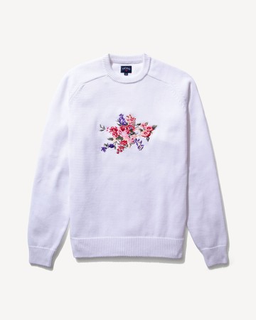 Noah Embroidered Cotton Sweater White / XL