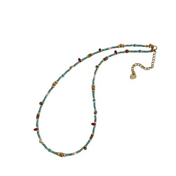 天然石綠松石串珠項鏈女款2025新款高級感輕奢小眾設計鎖骨鏈頸鏈