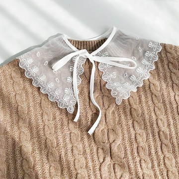 【巴黎精品】現貨+預購 假領子襯衫領片(網紗繡花綁帶小披肩女裝配件2色a1gg55)