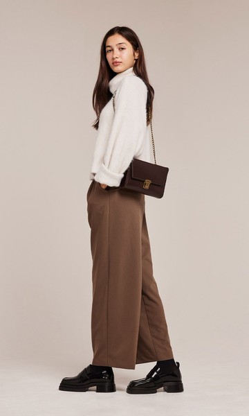 ISHIE 單肩腋下包  可拆卸鏈條 手拿包 棕色