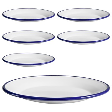 TATUNG 大同磁器 琺瑯四格餐盘  純白色(深藍邊)  不適用  6個  純白色 + 深藍邊