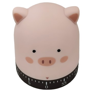 REQIR 卡通機械式計時器 小豬 矽膠、塑膠  1個