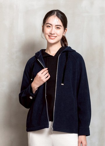 愜意濾鏡連袖仿毛連帽外套