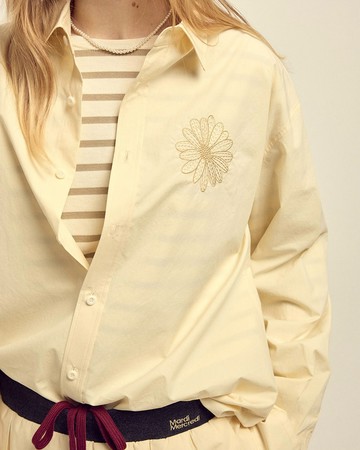MARDI MERCREDI 府綢襯衫 奶油黃色 刺繡小雛菊 米花 COTTON POPLIN SHIRT