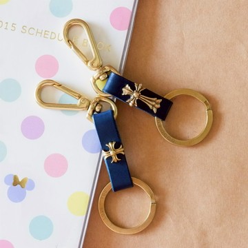 靛藍古典風皮革鑰匙圈-男女款