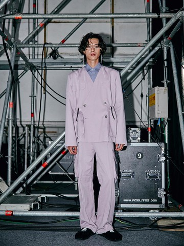 Back Button Ribbon Tailored Jacket [PINK]
