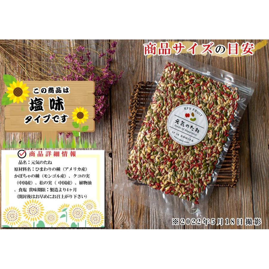 元気のタネ 4種 ミックスナッツ おつまみ 1kg（500g×2個） うす塩味（ ひまわりの種 かぼちゃの種 クコの実 松の実 ） ナッツミックス 塩味 無添加 砂糖不使用