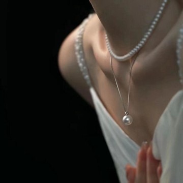 素澤 小珍珠 法式 簡約 吊墜 ins 小衆 輕奢 氣質 高級 項鍊 百搭 時尚 鎖骨鏈