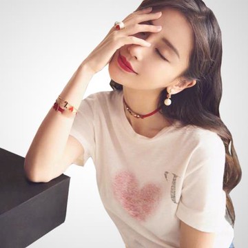 去有風的地方劉亦菲明星同款T恤女2025夏季新款卡通短袖白色上衣