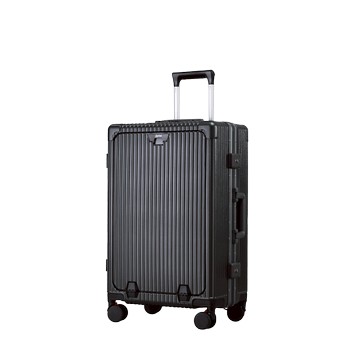 Carry系列 多功能前開式 鋁框純PC行李箱24吋 、防丟定位追蹤器 BT10 24吋月光白+BT10沉穩黑