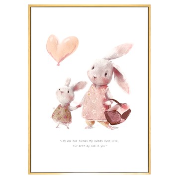 最好的你 兔子母女 油畫布+松木內框  30 x 40cm  木色