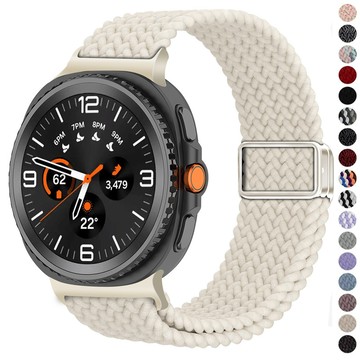 SAMSUNG 適用於三星 Galaxy Watch 8 經典 46 毫米錶帶的磁性尼龍編織錶帶