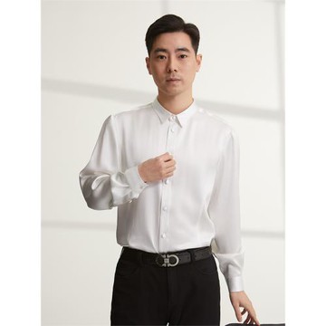 拓美真絲2025秋季新款30姆米重磅真絲襯衫男長袖襯衣100%桑蠶絲