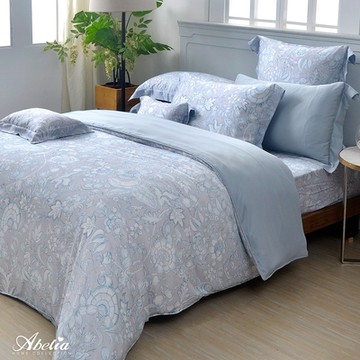 【Great Living格蕾寢飾】英國Abelia 克羅西亞 特大天絲四件式防蹣抗菌吸濕排汗兩用被床包組