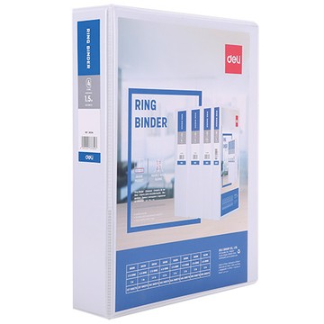 得力Deli封面插頁四孔無耳D型夾/E5615N/白/背寬63mm