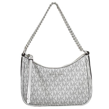 MICHAEL KORS Jet Set Charm 印花鍊帶肩背小提包.銀色