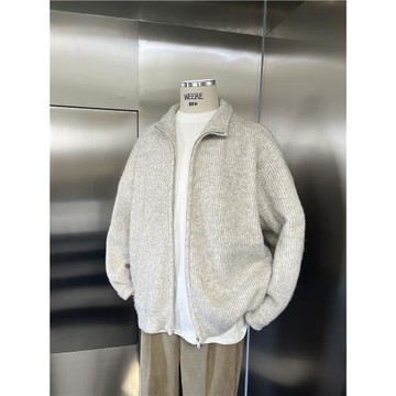 WEERE秋冬新品針織拉鏈外套原創慵懶寬松休閑高領毛衣開衫男女