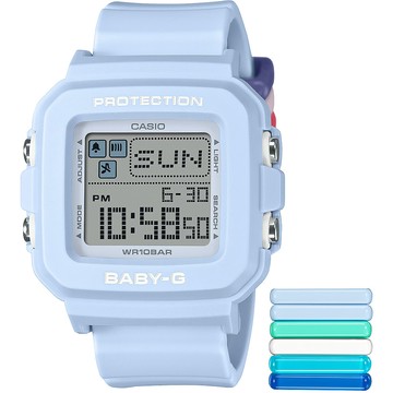 CASIO BABY-G 隨附6個繽紛錶帶環 像素動畫手錶 BGD-10L-2