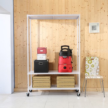 BuyJM 加強型白洞洞板120x45x190cm三層置物架附工業輪 層架 R-DA-SH169WH-PU