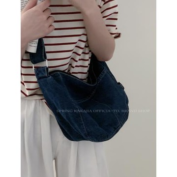 包包女牛仔布韓國學生上課托特包