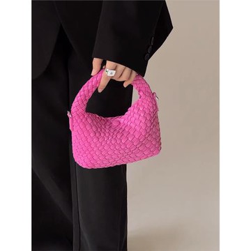 高質版手工編織飯盒包手提包女包小眾設計高級感腋下包單肩斜挎包
