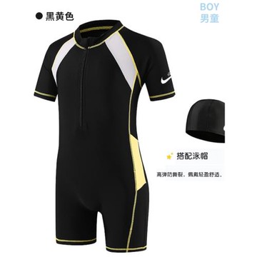NK兒童泳衣男女童連體衣男孩溫泉中大童專業訓練游泳衣防曬速干衣