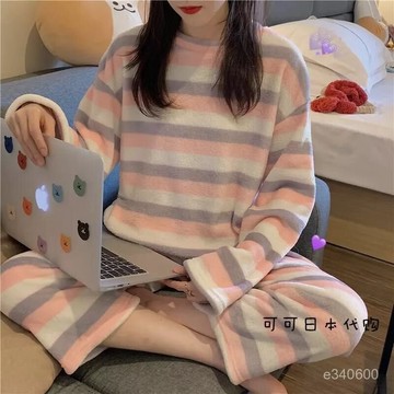 台灣现貨 可愛法蘭絨睡衣女 冬天睡衣 女生睡衣 珊瑚絨睡衣 毛絨睡衣 女睡衣 居家睡衣 居家服 秋冬家居服套裝 保暖睡衣
